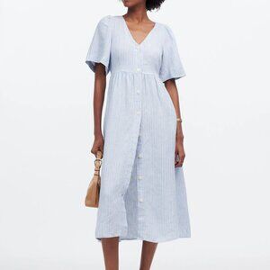 Brand New Madewell Cassie Button-Front Midi Dress in Linen